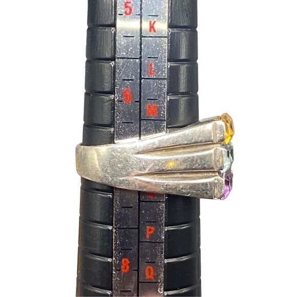 CN Sterling silver 925 stacked amethyst, blue topaz and citrine ring size 7 - Picture 8 of 9